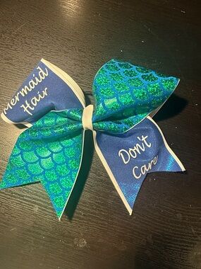Mermaid Hair Don't Care Glitter Cheer Bow